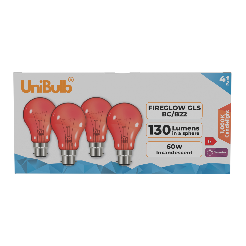 UniBulb GLS Fireglow Bulbs B22 / BC 40W – Ideal for Recreating Flame Glow - Image 4