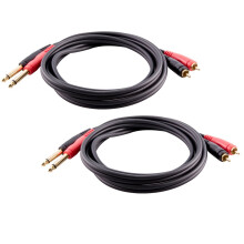 SALRQRCA62Pack 2 Pack of 6 Foot Dual 1/4 Inch TS Male to Dual RCA Male Audio Cables 1/4' TS to 2RCA Interconnect Cables