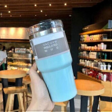 (blue) 20 oz Stainless Steel Coffee Mug Insulated Travel Mug Tumbler with Straw Lid