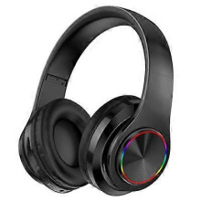 (black) LED Wireless Headphones With Mic Bluetooth Headset Earphones Foldable Stereo