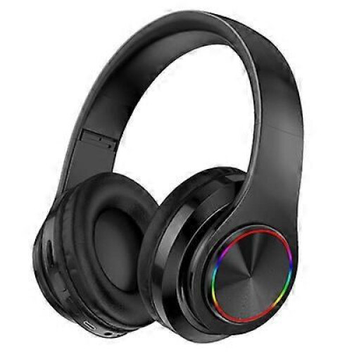 (black) LED Wireless Headphones With Mic Bluetooth Headset Earphones Foldable Stereo
