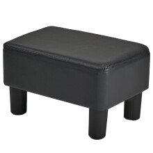 Small Foot Stool Ottoman, Foot Rest with Legs, Rectangle Footrest for Living Room Couch, Black