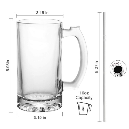 Σετ Ποτηριών Μπύρας QAPPDA, Γυάλινα Ποτήρια 16oz, Μεγάλα Ποτήρια Για Καταψύκτη 1