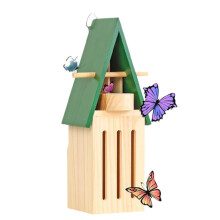 Wooden Garden Butterfly House 30x8.9cm with Food and Water Dispenser