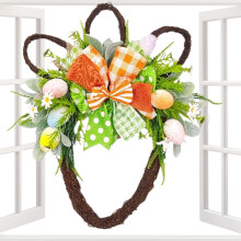 Easter Wreaths for Front Door, Spring Door Wreaths, Bunny Head Shaped Wreath