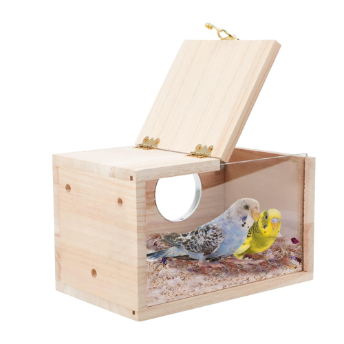 Caja nido para periquitos, casa para pájaros transparente para Ca 1