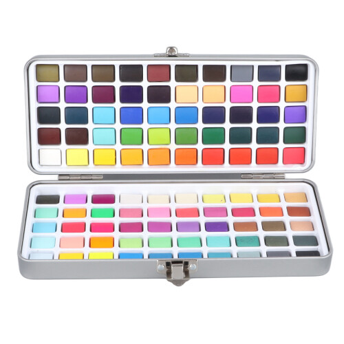 100 Colors Watercolor Paint Set Portable Iron Box 2