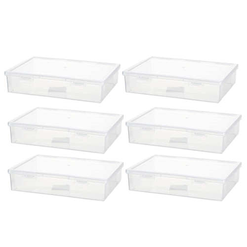 6 Pcs 11In x 8In 2In Plastic Storage Box with Lid