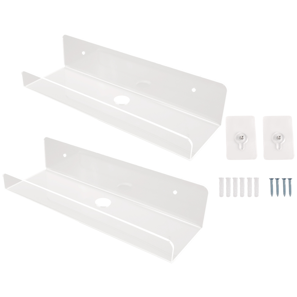 2Pcs Clear Acrylic Wall Shelf Floating Book Shelve 4853327451606