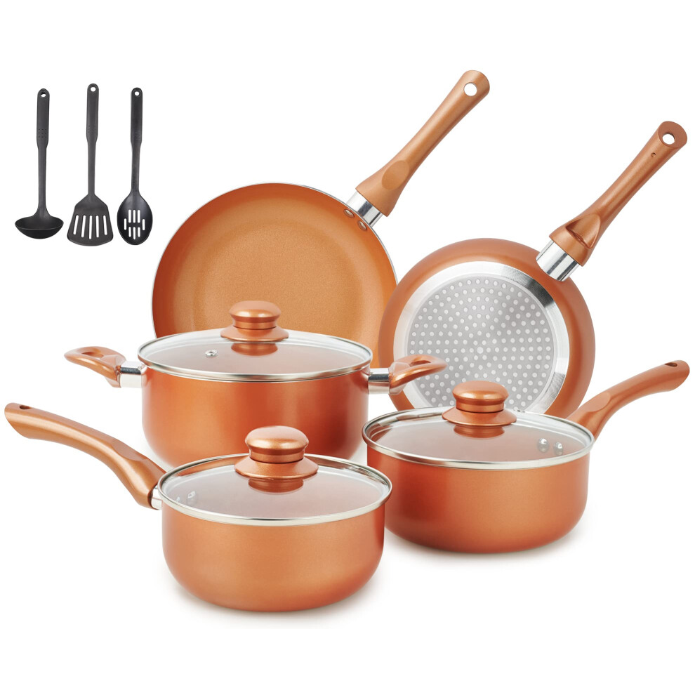 M MELENTA Pots and Pans Set Ultra Nonstick, Pre-Installed 11pcs Cookwa