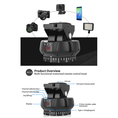 YT-1200 Rotation Panoramic Remote Control Pan Tilt 2