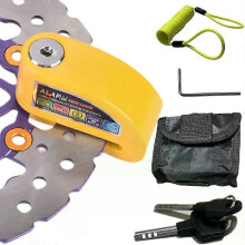 (8305 yellow) con Motorcycle Alarm Lock Bike Security Anti-theft Lock Motorbike Mountain bike Disc Brake Lock +Bag+1.5mReminder Rope 6 colors