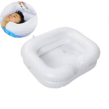 Portable shampoo basin for washing hair by the bed and in bed for the elderly, disabled, bedridden and handicapped, white