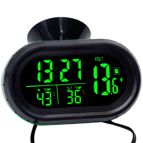 Termômetro automotivo DC 12V 4 em 1, hora, data e temperatura dupla 2
