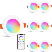 HYDONG 6 packs LED Downlights for Ceiling Compatible with Alexa 8W Colour Changing Recessed Ceiling Light Smart RGB & 2700K-6000K Bluetooth Spotlights