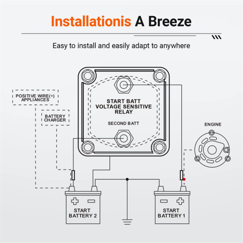 12V 140A Smart Dual Battery Isolator Auto or Manua 2
