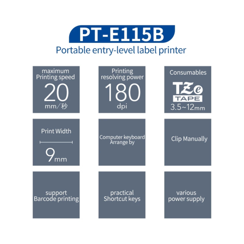 Etikettenmachine PT-E115B Printer, Zelfklevend, Por 2