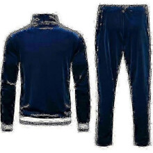 (S,Navy)Men\'s Velvet Sweatsuit Set, Casual Jacket Pants Tracksuit Set" fz