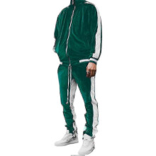 (S,Green)Men\'s Velvet Sweatsuit Set, Casual Jacket Pants Tracksuit Set" fz