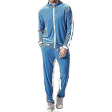 (S,Blue)Men\'s Velvet Sweatsuit Set, Casual Jacket Pants Tracksuit Set" fz