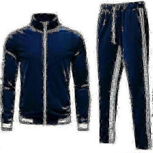 (M,Navy)Men\'s Velvet Sweatsuit Set, Casual Jacket Pants Tracksuit Set" fz