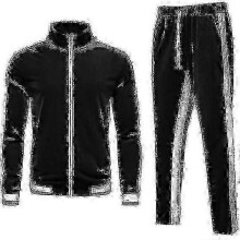 (2XL,Black)Men\'s Velvet Sweatsuit Set, Casual Jacket Pants Tracksuit Set" fz