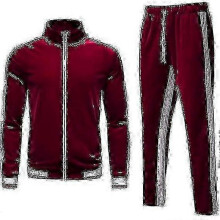 (M,Red)Men\'s Velvet Sweatsuit Set, Casual Jacket Pants Tracksuit Set" fz