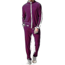 (2XL,Purple)Men\'s Velvet Sweatsuit Set, Casual Jacket Pants Tracksuit Set" fz