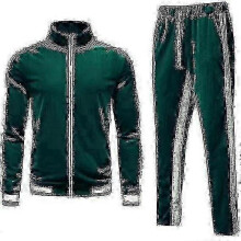 (M,Green)Men\'s Velvet Sweatsuit Set, Casual Jacket Pants Tracksuit Set" fz