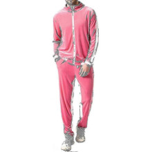 (M,Pink)Men\'s Velvet Sweatsuit Set, Casual Jacket Pants Tracksuit Set" fz
