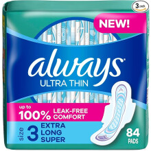 Always Ultra Thin Pads with Wings, Size 3, Extra Long Super