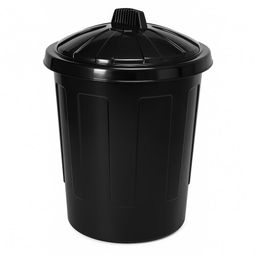 80 Litre Large Black Dustbin Outdoor & Indoor Use