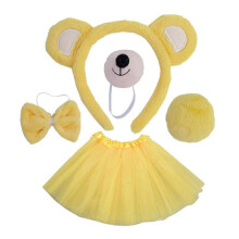 4/5/6Pcs Bear Costumes Cosplays Bear Ears Headbands Tail Bowtie Nose Tutu Glove Animal Fancy Costume Accessories KitYellow 5pcs set B SZRH A-J