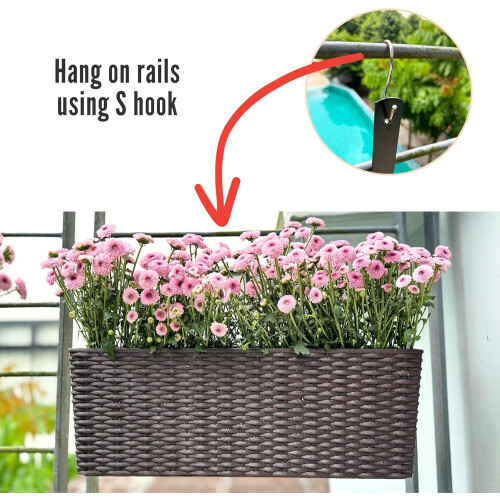 LaLaGreen Wall Planters Outdoor (20 Inch, 4 Pack) Brown Rectangular Window Flower Boxes 2
