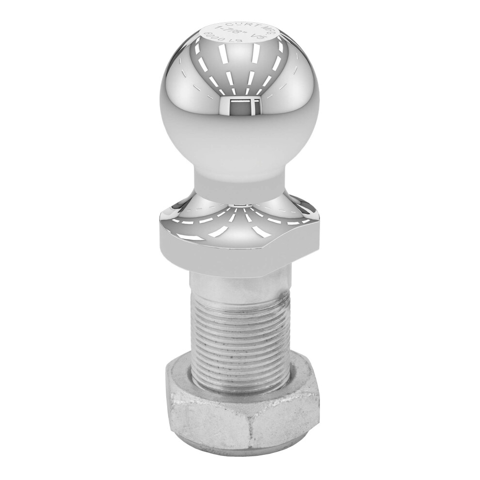 48810 Replacement 17/8Inch Pintle Hitch Ball, 6,000 Lbs, 11/4Inch Shank Diameter, Chrome 6493810913013