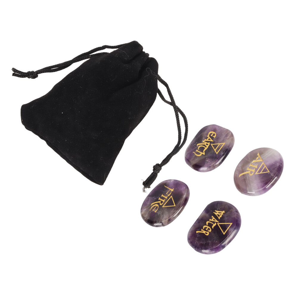 4 Elements Assorted Stones Engraved Triangular