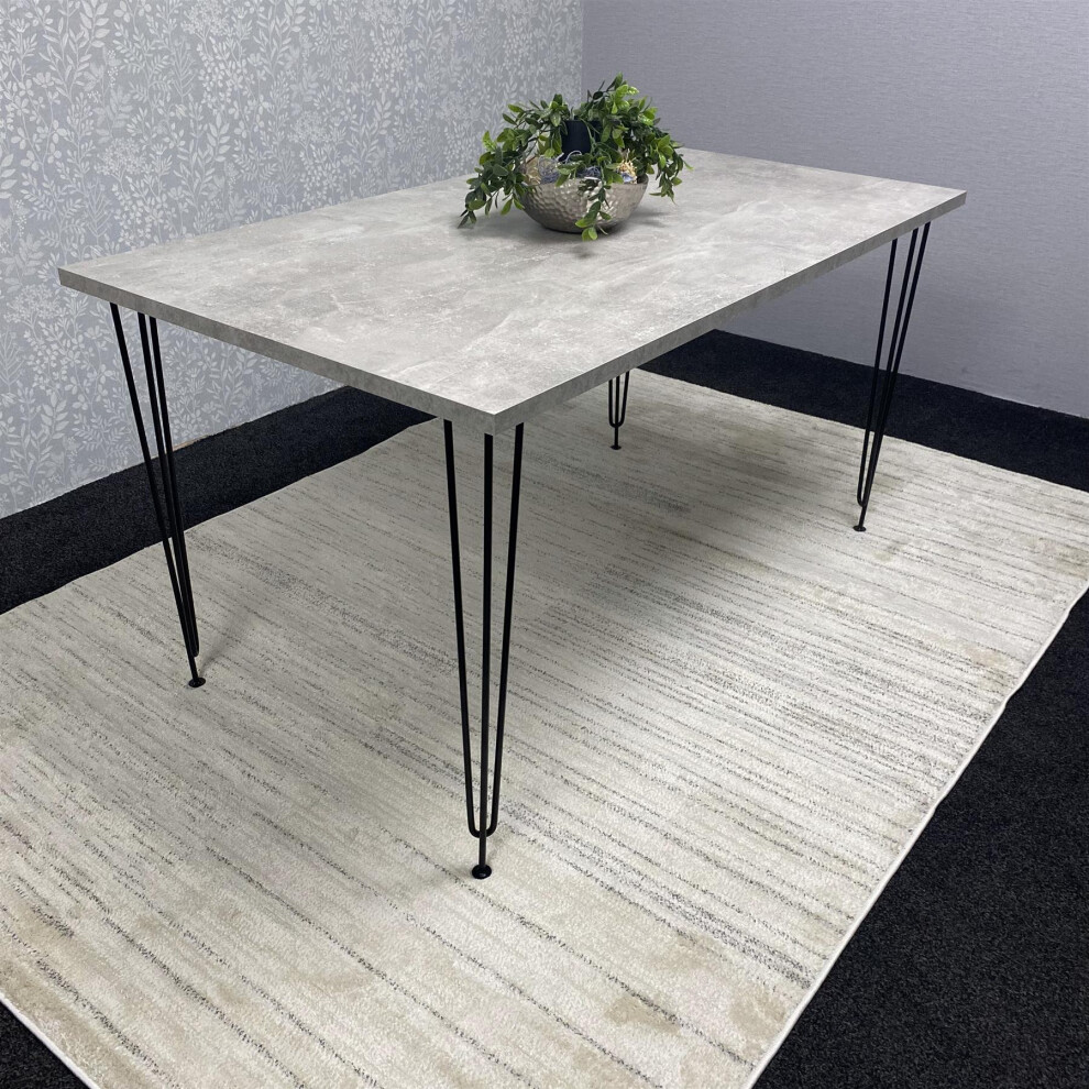 Modern Grey Rectangular Dining Table with Hairpin Legs Dining Room Furniture-image-OPC-PHZHRNR-NEW