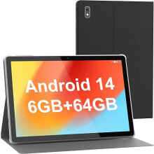 BYYBUO Android 14 Tablet,10.1 inch Tablet with Case, 64GB ROM Quad-Core Processor 5000mAh Battery, 1280x800 IPS FHD Touchscreen 5MP+8MP Camera,