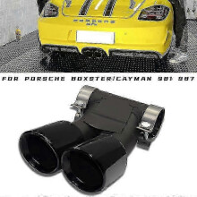 (987 Black A) Single Piece Double Car Exhaust Tip Designed for Cayman 718 981 987 Boxster Muffler Tip and Tailpipe Exhaust System Nozzle - Yvan