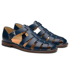 (44, BLUE) Men's Fisherman Sandals - Summer Leather Casual Breathable Fisherman Shoes for Men