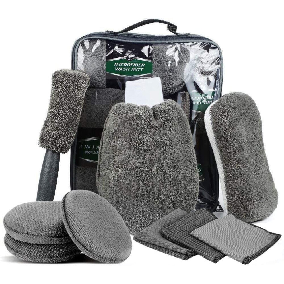 9Pcs Car Wash Cleaning Tools Kit Microfiber Supplies Towel For Wheels, Interior, Exterior 6493810913969