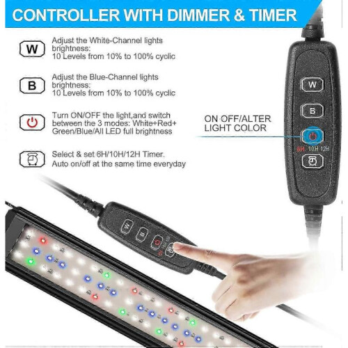 (SPL-45) SPL-80 Aquarium LED Light Full Spectrum with Timer, Dimmable 10 Brightness Levels, Adjustable 6/10/12H Timer for Fish Tank 2