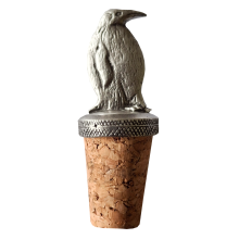 (Add a Gift Pouch) Penguin Pewter Bottle Stopper