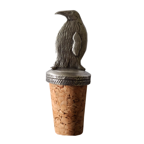 (Add a Gift Pouch) Penguin Pewter Bottle Stopper 2