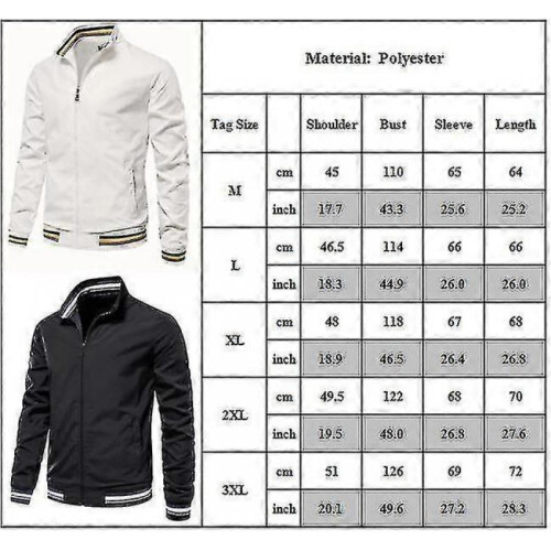 (M, Black) Men's Stand Collar Full Zip Windbreaker Bomber Jacket Casual Coat Outerwear 2