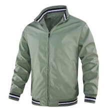 (M, Green) Men's Stand Collar Full Zip Windbreaker Bomber Jacket Casual Coat Outerwear