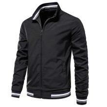 (XL, Black) Men's Stand Collar Full Zip Windbreaker Bomber Jacket Casual Coat Outerwear