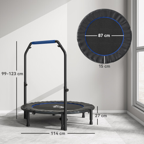 Homcom HOMCOM 45" Foldable Mini Fitness Trampoline w/ Foam Handle, Blue 1
