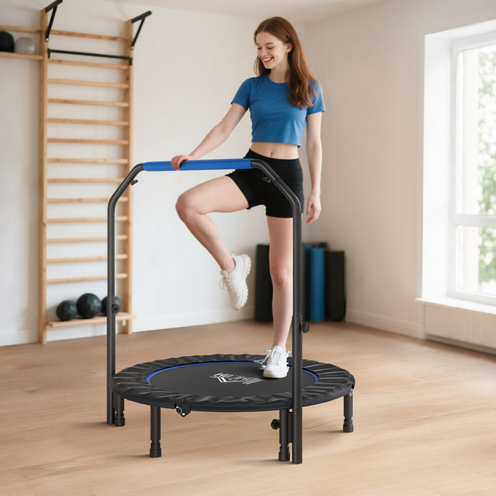Homcom 45" Foldable Mini Fitness Trampoline W/ Foam Handle, Blue