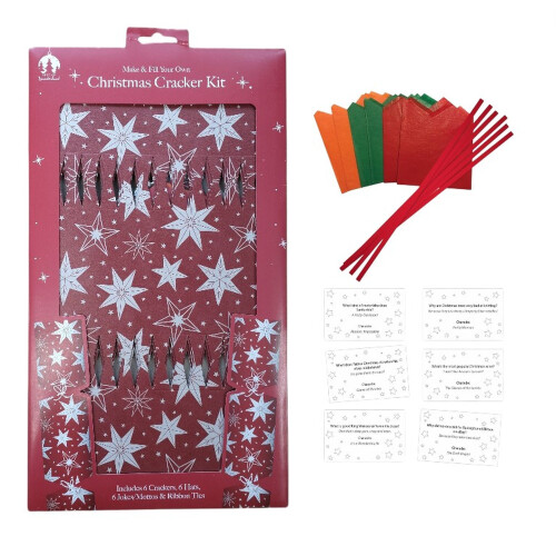 6 DIY Christmas Crackers Make Fill Your Own Red Star Design 30cm